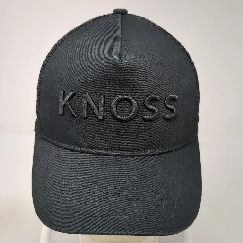 Knoss Performance Trucker Hat Black One Size Snapback 3D Puff Embroidery Mesh